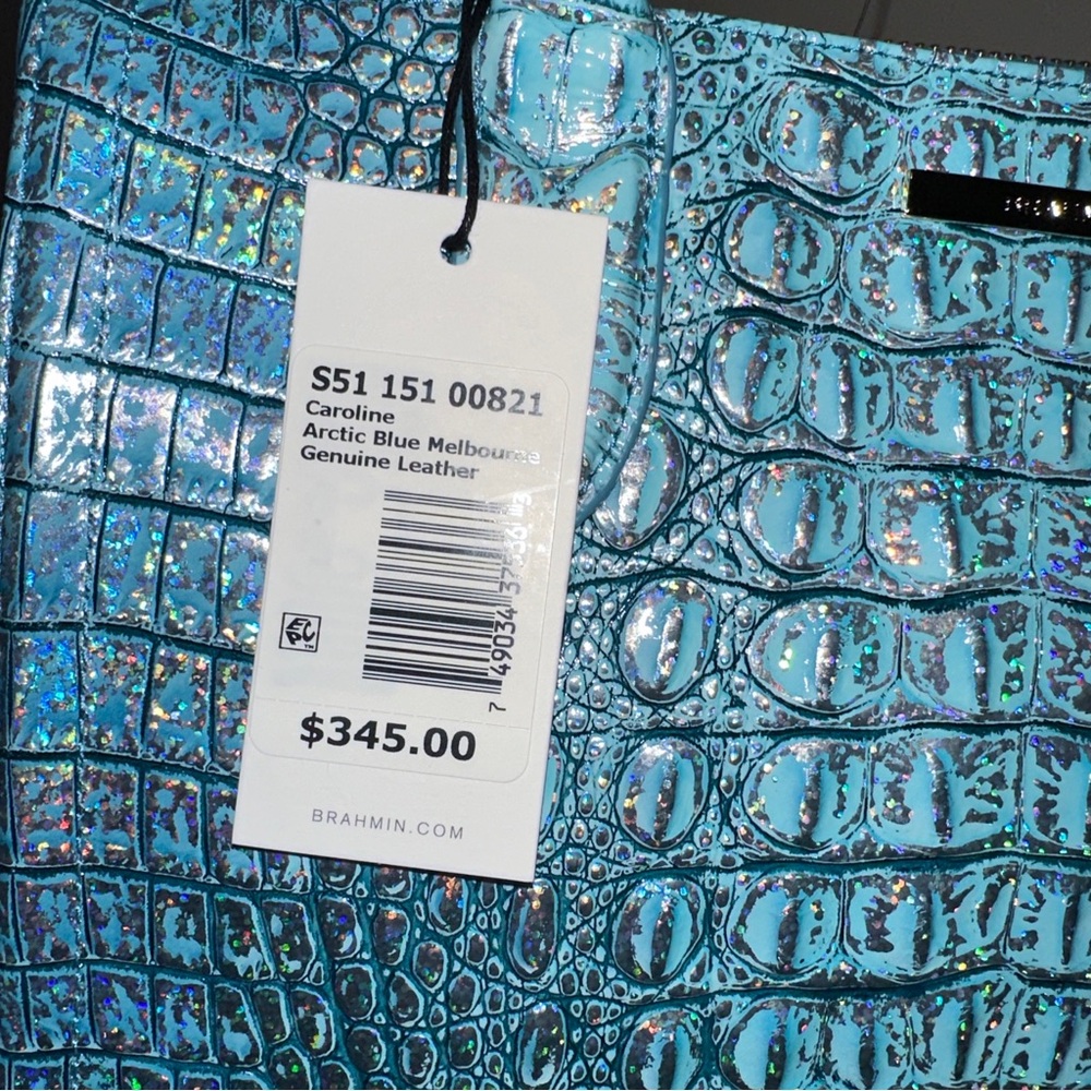 Brahmin Caroline Arctic Blue Melbourne Genuine Leather Large Satchel Purse New - Picture 9 of 16